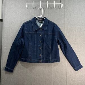 Women with Control My Wonder Denim Fitted Crop Jacket Indigo Size Medium